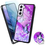 ZIYE Samsung S21 FE Case with Tempered Glass Screen Protector