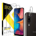 5. BAZO Samsung A20 screen protector with camera lens protectors