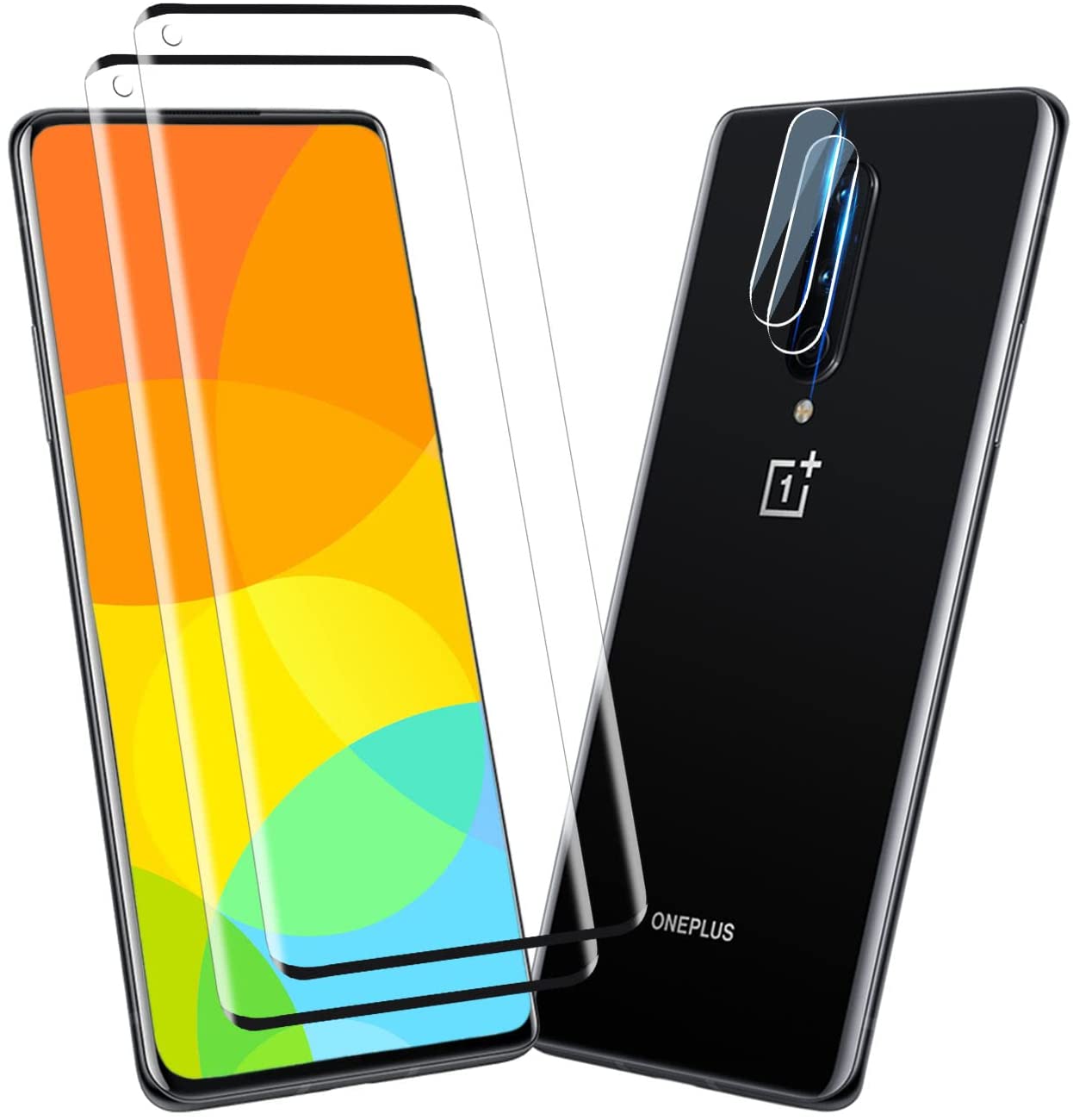thumbnail image 2 of For OnePlus 8 Tempered Glass Screen Protector (3-Pack) - Full Cover, HD Clear & Case Friendly 2 of 5