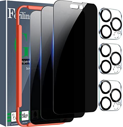 Ferilinso iPhone 14 Pro Max Privacy Screen Protector with Camera lens Protector