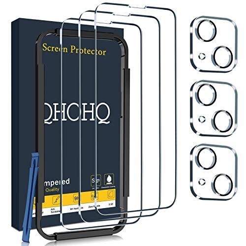 QHOHQ Screen Protector for iPhone 14 with Camera Lens Protector